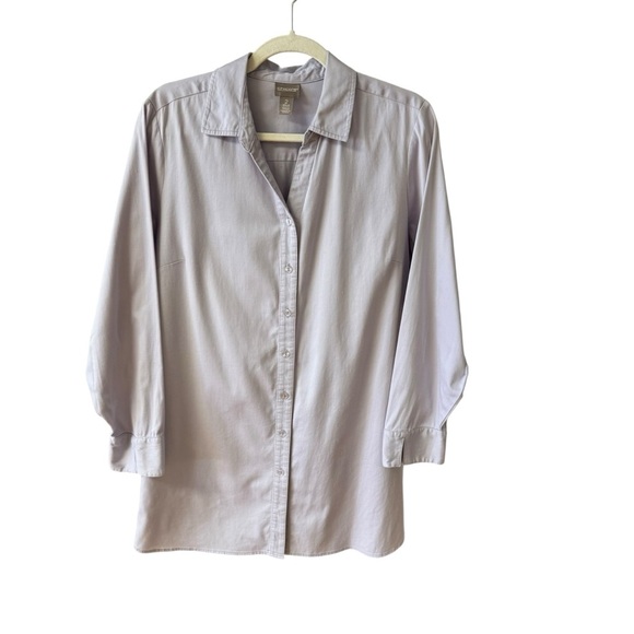 Chico's Button Up Long Line Tunic Blouse Top Size Lg (2) Lilac Purple Office - Picture 10 of 10